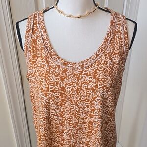 WONDERLY BRAND WOMEN'S ORANGISH-BROWN FLORAL COTTON SUMMER TANK TOP SIZE MEDIUM